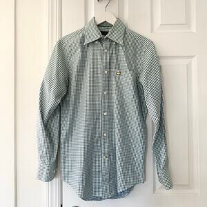 Clubhouse Collection Masters Augusta Green Blue Plaid Button Down Shirt Small